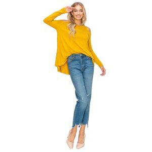 Open Shoulder Loose Fit Top in Mustard